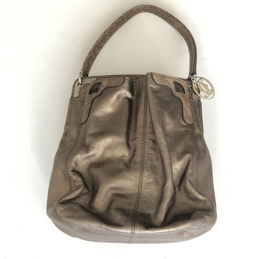 Cartier Metallic Silver Snake Shoulder Bag
